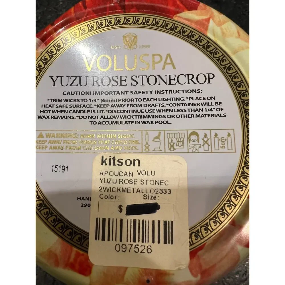 Kitson Voluspa Yuzu Rose Stonecrop luxury scented candle premium home fragrance